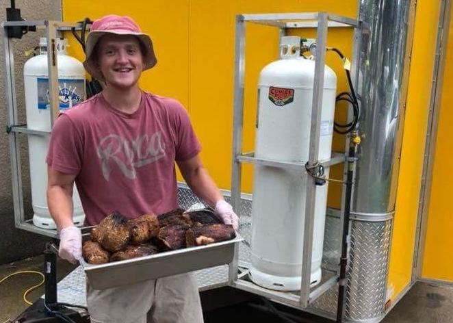 Hayden Schmidt with pork